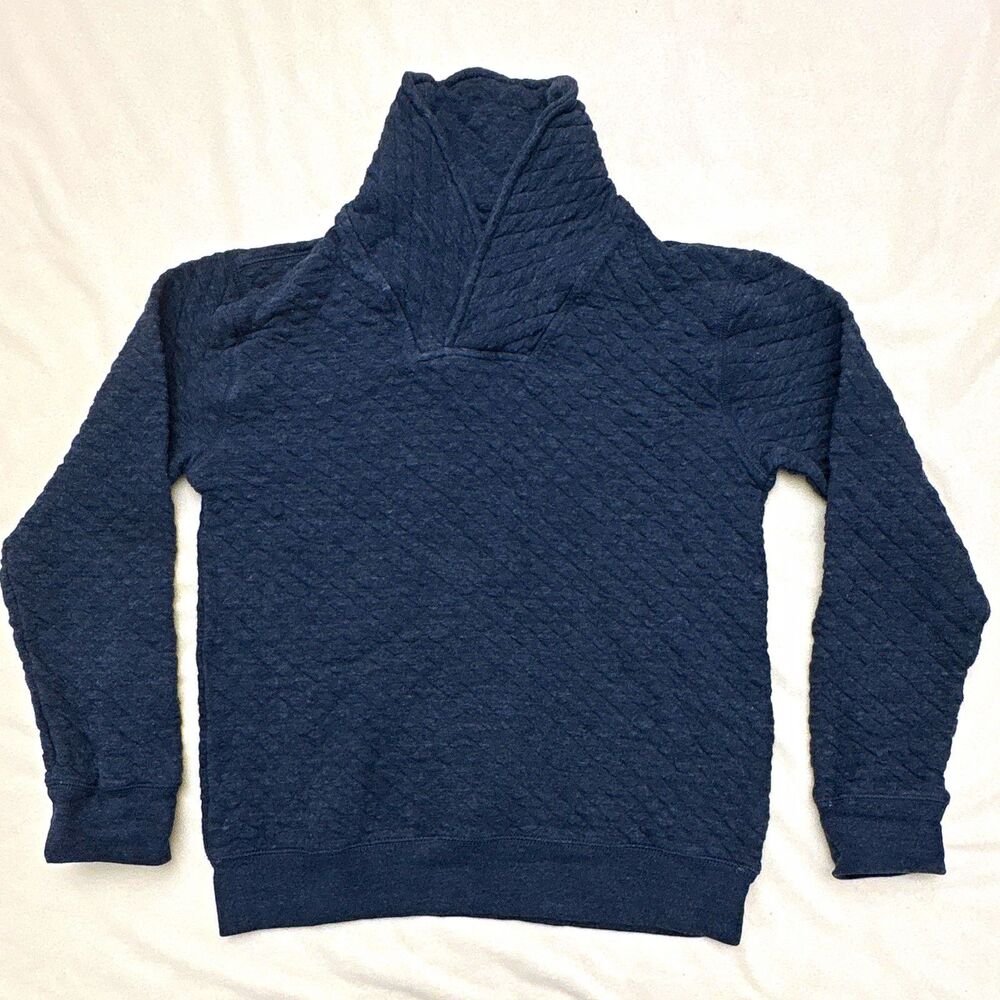 Crewcuts Boys Blue Quilted Long Sleeve Sweatshirt Shawl Collar 12-14